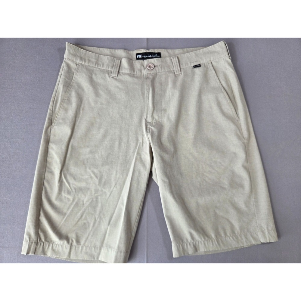 Travis Mathew Shorts Mens 32 Khaki Chino Golf Stretch Performance Casual